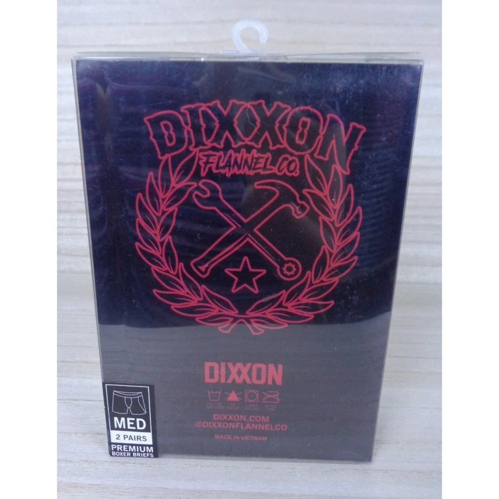 Dixxon Boxer Briefs Premium 2‎ Pack Mens Size Medium Red Solid/Black Pattern